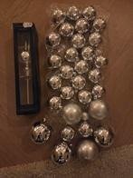 Zilveren kunststof kerstballen met piek van glas, Ophalen, Zo goed als nieuw