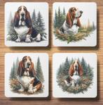 Basset Hound Bos onderzetters met houder, Ophalen of Verzenden, Nieuw, Glas of Kopje
