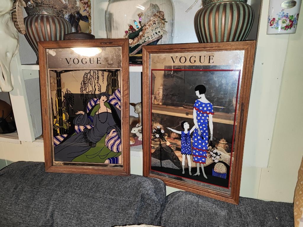 Vogue Spiegel / Mirror Vintage 60s 1960 70s Pin Up Art Deco, Huis en Inrichting, Woonaccessoires | Spiegels, Zo goed als nieuw