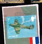 ENGELAND gestempeld STIKKER ZEGEL in blokje VLIEGTUIG, Ophalen of Verzenden, Gestempeld