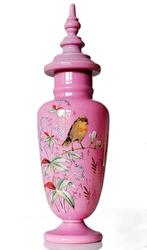 Prachtige Antieke Victoriaanse Roze Opaline Vaas, Antiek en Kunst, Ophalen of Verzenden