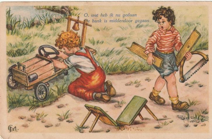 JONGEN ZEEPKIST RIJM JAREN 50 ZEER MOOIE OUDE KAART KH485, Verzamelen, Ansichtkaarten | Themakaarten, Gelopen, 1940 tot 1960, Kinderen