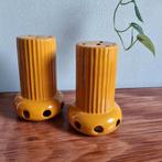 Vintage lampenkapjes keramiek (mostergeel), Huis en Inrichting, Lampen | Lampenkappen, Gebruikt, Overige kleuren, Rond, Ophalen of Verzenden