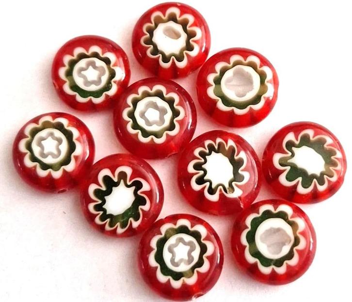 Millefiori glas kralen rood 1 cm, Hobby en Vrije tijd, Kralen en Sieraden maken, Nieuw, Kraal, Verzenden