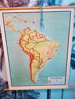 Vintage schoolkaart Zuid Amerika Bos-Zeeman, Ophalen of Verzenden, Aardrijkskunde