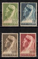 Suriname nr. 175-178 Kon. Wilhelmina met sluier ongebruikt, Postzegels en Munten, Postzegels | Suriname, Verzenden, Postfris