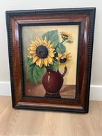Zonnebloemen in vaas - Schilderij H. Schallenberg, Antiek en Kunst, Ophalen