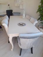@D: AMSTERDAM, Elegante wit houten eettafel & stoelen!!, Ophalen, 50 tot 100 cm, Zo goed als nieuw, 150 tot 200 cm