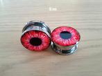 Nieuwe pluggen, tunnels. Staal. Rood oog. 3, 18 mm., Staal, Oor- of Traguspiercing, Ophalen of Verzenden, Zo goed als nieuw