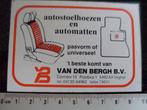 sticker van den Bergh veghel logo autostoelhoezen automatten, Verzamelen, Verzenden, Zo goed als nieuw, Bedrijf of Vereniging