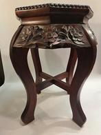 Houten plantentafel / bijzettafel met bloemmotief, Ophalen of Verzenden