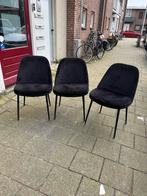 Zwarte velours eetkamerstoelen van Basic Label, Huis en Inrichting, Stoelen, Ophalen, Zo goed als nieuw, Zwart, Drie