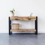 Sidetable Mangohout en Staal | 120 x 35 x 76 cm, Huis en Inrichting, Tafels | Sidetables, Nieuw, 25 tot 50 cm, 100 tot 150 cm