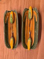 Maiskolf borden met vorkjes - set van 2, Huis en Inrichting, Ophalen of Verzenden, Gebruikt, Overige stijlen, Bord(en)