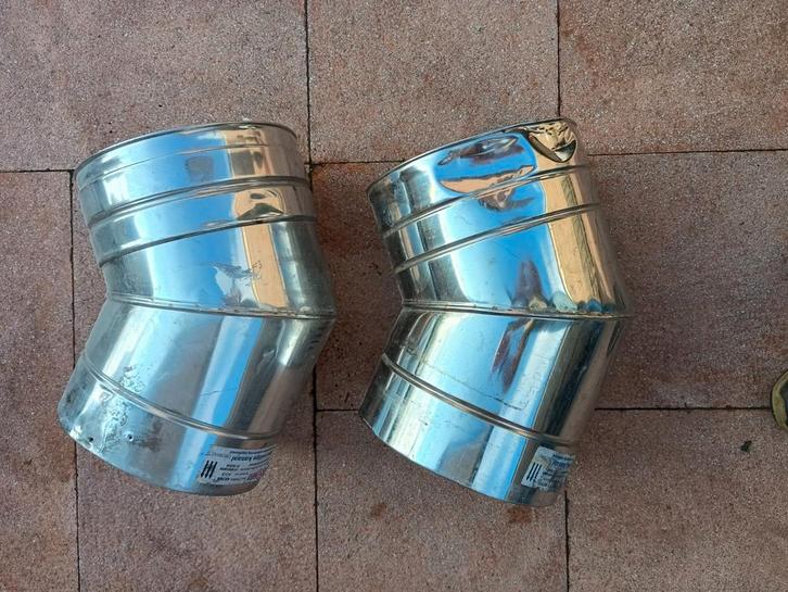 Isoduct dubbelwandig rvs bocht 40 graden 150/200 mm, Huis en Inrichting, Kachels, Zo goed als nieuw, Houtkachel, Hout, Ophalen of Verzenden