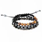 Kralenarmbanden van Tijgeroog-Onyx-Lava-Jaspis-Hematiet, Birgitta-Gracht 33, 6465 EL Kerkrade, Nederland, Verzenden, Zwart, Nieuw