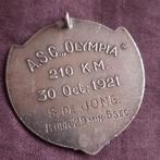 Antieke Zilveren Medaille Wielrennen ASC Olympia 210 km 1921, Postzegels en Munten, Penningen en Medailles, Verzenden, Zilver