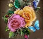 Diamond painting: 2 rozen met 2 vlinders (Box D-52), Ophalen, Nieuw, Knutselwerk