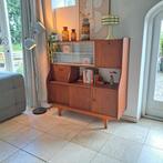 Vintage Midcentury Teakhouten Highboard Wandkast Jaren '60, Huis en Inrichting, Gebruikt, Glas, Ophalen of Verzenden, 25 tot 50 cm