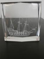 Kristal met 3d zeilschip, Ophalen of Verzenden