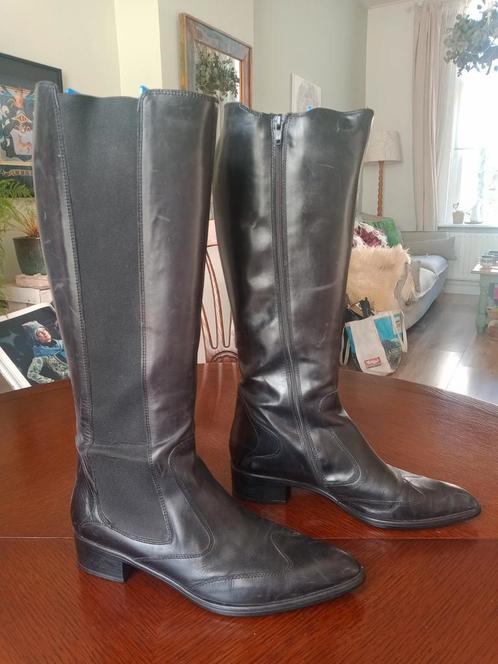 Hoge smalle zwarte leren dames laarzen maat 41, Kleding | Dames, Schoenen, Zo goed als nieuw, Hoge laarzen, Zwart, Ophalen of Verzenden