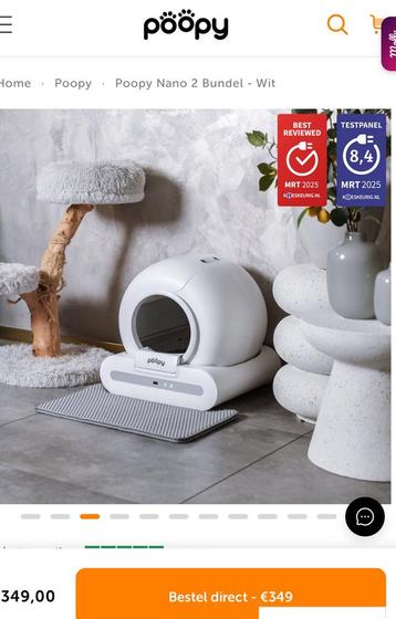 Automatische kattenbak Poopy Nano 2 Nooit meer 💩 scheppen! beschikbaar voor biedingen