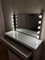 Make-up tafel met spiegel, lampjes en poef, Ophalen, 100 tot 150 cm, Zo goed als nieuw, Minder dan 100 cm