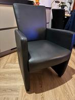 6 eettafel stoelen zwart leer, Huis en Inrichting, Ophalen, Leer, Zo goed als nieuw, Vijf, Zes of meer stoelen