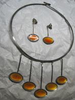 Scandinavische emaille design sieraden set zeer ZeldZaam, Sieraden, Tassen en Uiterlijk, Antieke sieraden, Ophalen, Zilver, Ketting