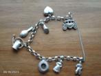 zilveren bedelarmband met veiligheidskettinkje, Antiek en Kunst, Ophalen, Zilver