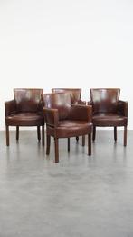 Set van 4 rundleren design eetkamerstoel met armleuningen, Huis en Inrichting, Stoelen, Ophalen, Gebruikt, ., Design
