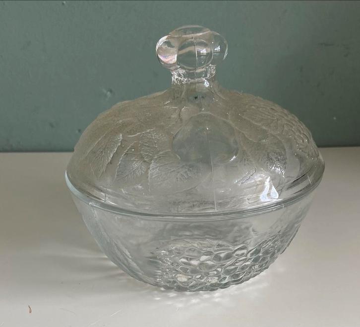 Bonbonschaaltje Glas met Bloemen en Fruit, Antiek en Kunst, Antiek | Glas en Kristal, Ophalen of Verzenden