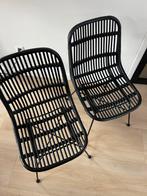 Zwarte Rotan Stoelen, Gebruikt, Twee, Zwart, Riet of Rotan