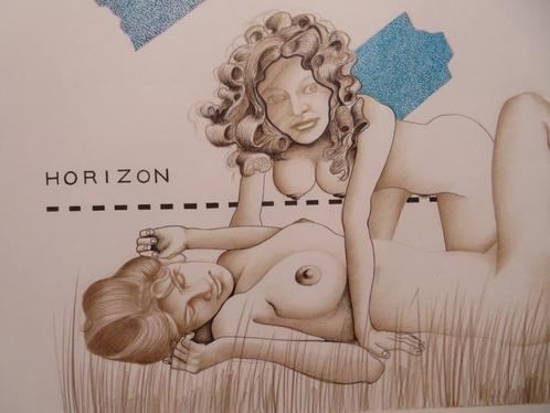 Tekening Adriaan de Kruiff horizon, Antiek en Kunst, Kunst | Tekeningen en Foto's, Ophalen