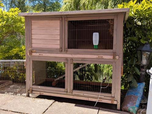 Houten konijnenhok Niels 145x125x73, Dieren en Toebehoren, Knaagdieren en Konijnen | Hokken en Kooien, Gebruikt, Hok, 90 cm of meer