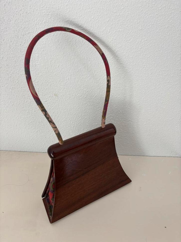 Houten Design Tas - Uniek & Stijlvol!, Sieraden, Tassen en Uiterlijk, Tassen | Damestassen, Gebruikt, Handtas, Bruin, Ophalen