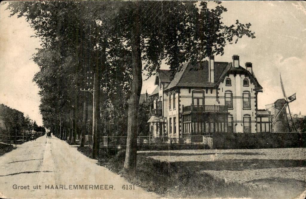Haarlemmermeer - Villa - Molen op achtergrond, Verzamelen, Ansichtkaarten | Nederland, Ophalen of Verzenden, Voor 1920, Gelopen