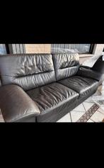 Mooie zwarte lederen 3-zit – nog in goede staat! – €95, Huis en Inrichting, Fauteuils, Ophalen, Gebruikt, 75 tot 100 cm