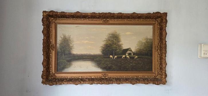 Prachtig doek in fraaie lijst !  Schaap schapen heide, Antiek en Kunst, Kunst | Schilderijen | Klassiek, Ophalen of Verzenden