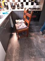 Eiken Eetkamerstoelen met Riet en Kussens, Huis en Inrichting, Stoelen, Ophalen, Gebruikt, Twee, Bruin