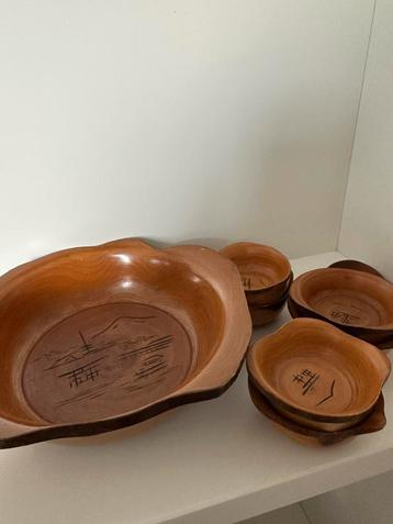 Vintage Houten Schaal Pindastel Notenstel Japan Japandi beschikbaar voor biedingen