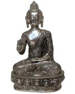 Boeddhabeeld Nepal – Zilverkleurig, 28 cm, Handgemaakt, Ophalen of Verzenden, Gebruikt
