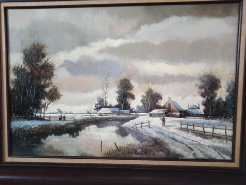 Winterlandschap op het platteland  van B.H.C. Mulder, Antiek en Kunst, Kunst | Schilderijen | Klassiek, Ophalen of Verzenden