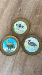 3 vogel borden  met messing rand Irene Hullen, Ophalen of Verzenden