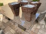 Rieten manden plantenbakken, Tuin en Terras, Bloembakken en Plantenbakken, Ophalen, Zo goed als nieuw, Rond, Minder dan 30 cm