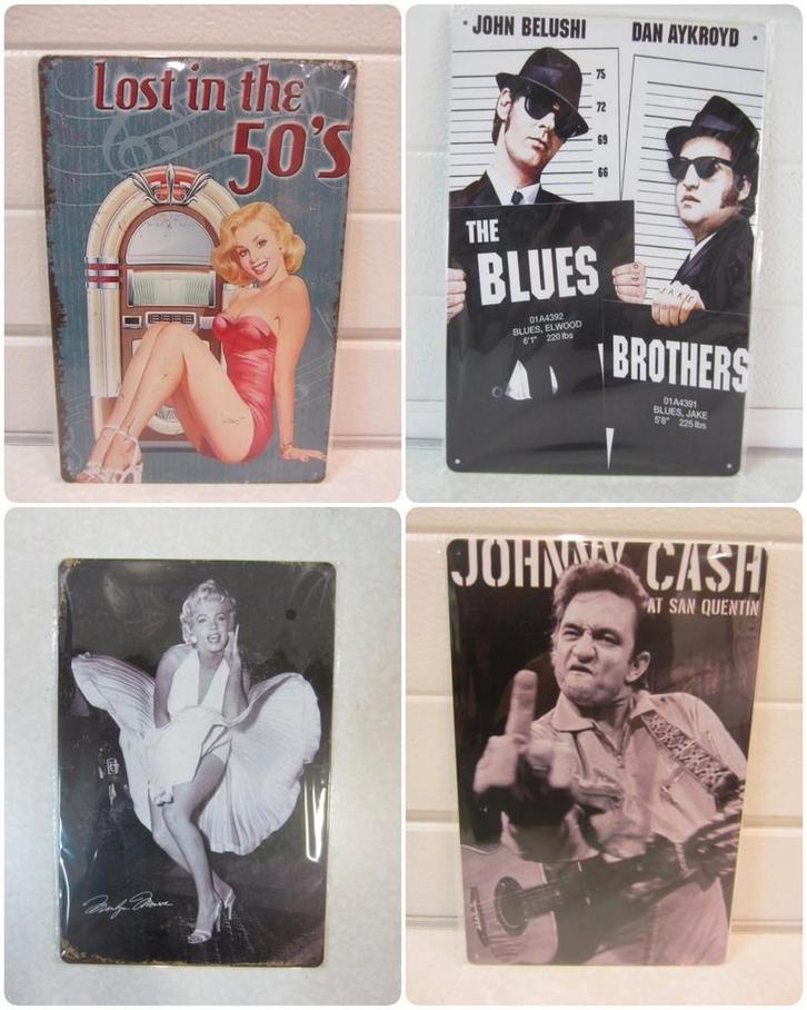 Diverse metalen wandborden, Huis en Inrichting, Woonaccessoires | Tekstborden en Spreuken, Nieuw, Ophalen of Verzenden