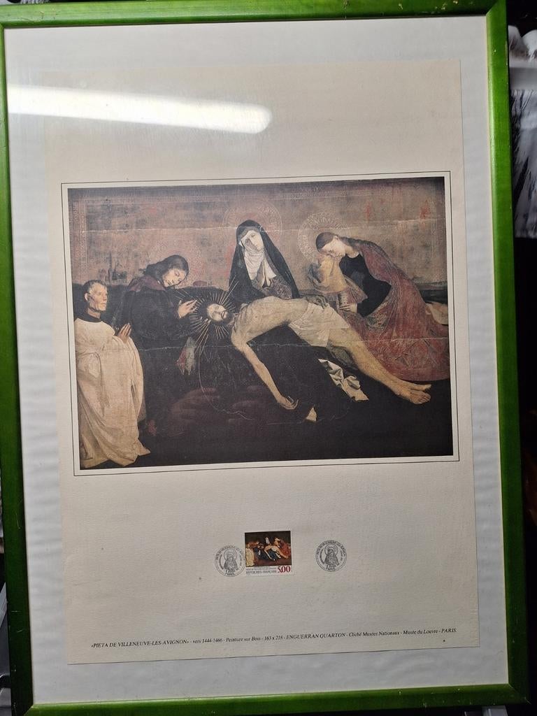 Ingelijste kunstdruk Pietà - Enguerrand Quarton Louvre, Antiek en Kunst, Ophalen of Verzenden