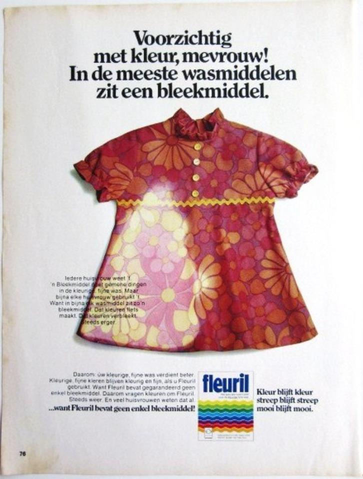3 vintage advertenties reclames Fleuril wasmiddel 1969-71, Verzamelen, Merken en Reclamevoorwerpen, Gebruikt, Overige typen, Verzenden