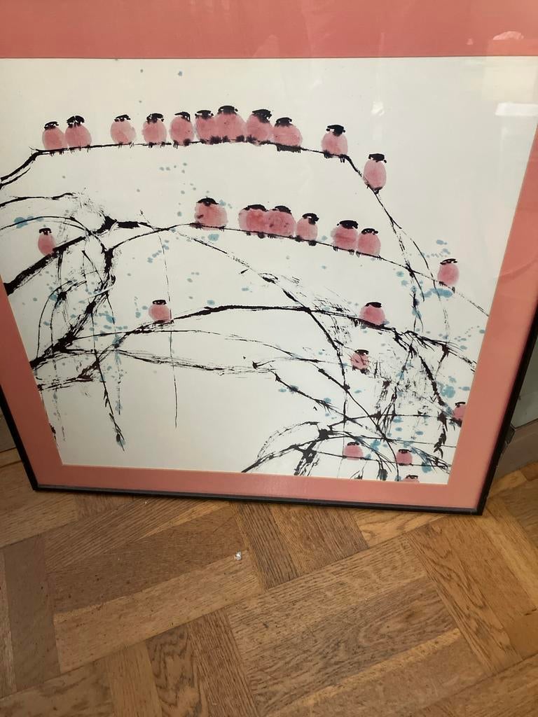 Schilderij Zhou Jun - Vogels op tak, Ophalen