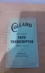 Collaro Bandrecorder Handleiding, Antiek en Kunst, Antiek | Tv's en Audio, Ophalen of Verzenden